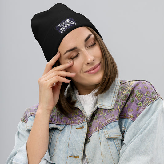 Logo Embroidered Beanie Black-Purple