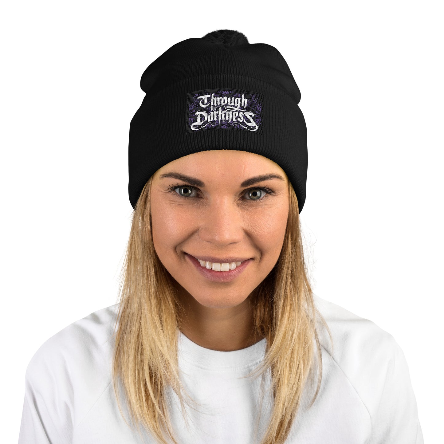 Logo Pom-Pom Beanie Black-Purple